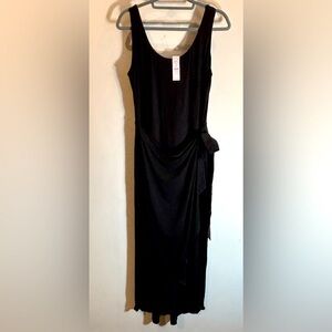 WHITE HOUSE BLACK MARKET Sz L Faux Wrap Jersey Knit Midi Dress Scoop Neck NEW